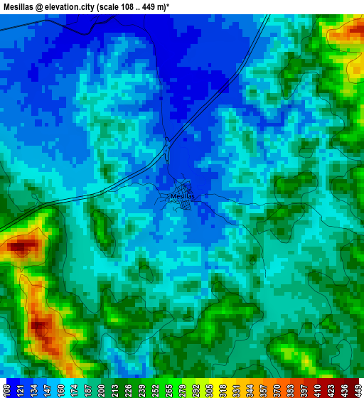 Mesillas elevation map