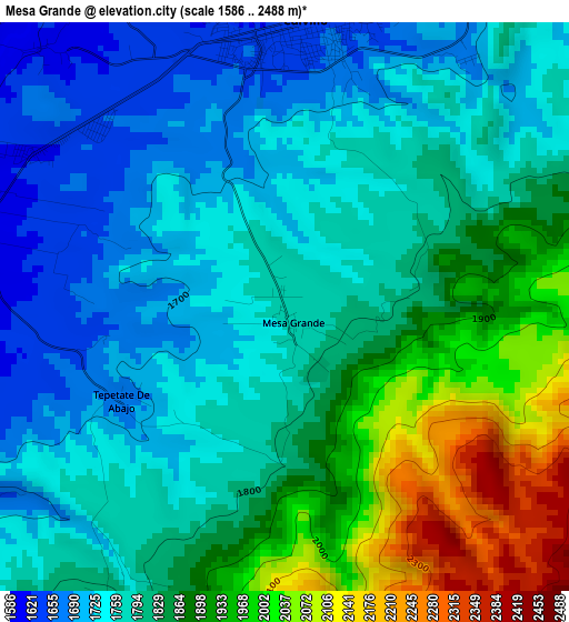 Mesa Grande elevation map