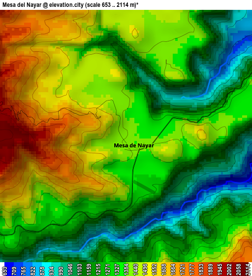 Mesa del Nayar elevation map