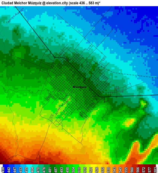 Ciudad Melchor Múzquiz elevation map