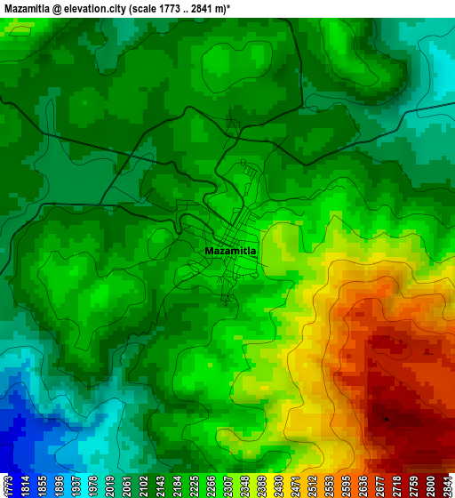 Mazamitla elevation map