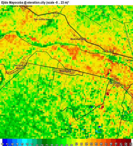 Ejido Mayocoba elevation map