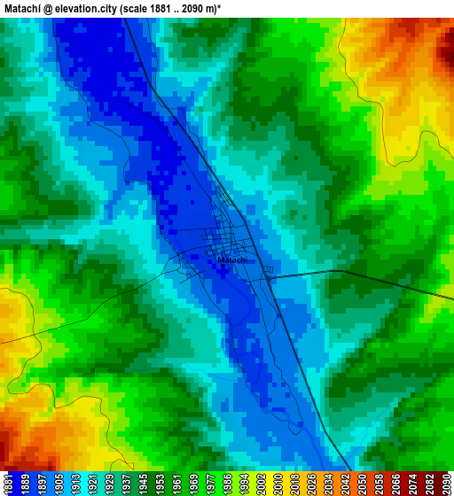 Matachí elevation map