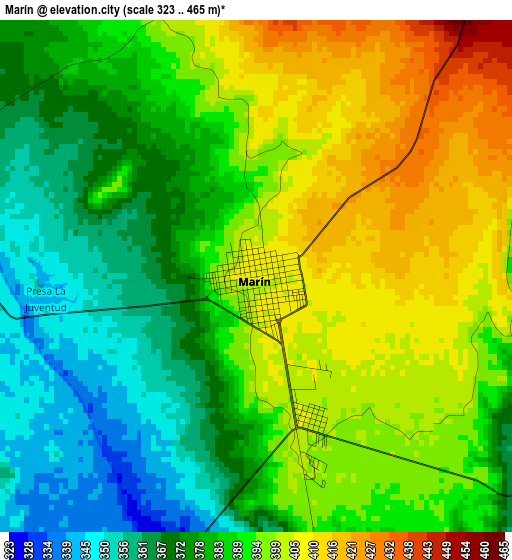 Marín elevation map