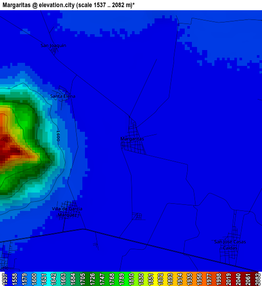 Margaritas elevation map