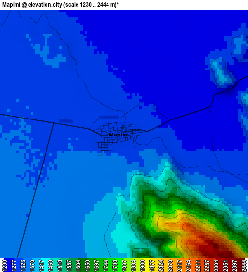 Mapimí elevation map