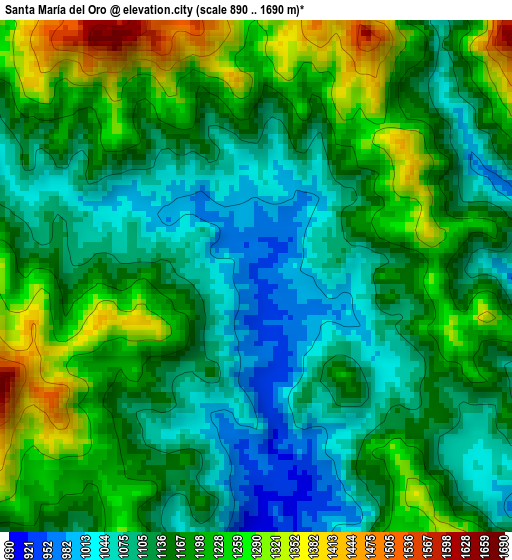 Santa María del Oro elevation map