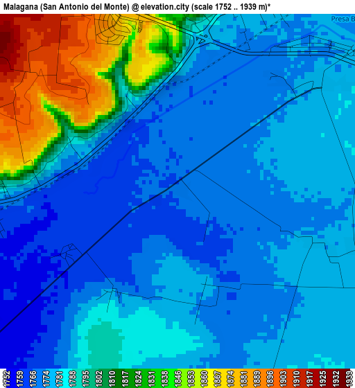 Malagana (San Antonio del Monte) elevation map