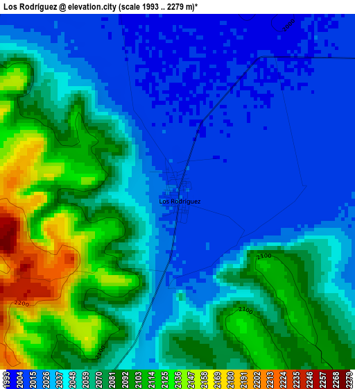 Los Rodríguez elevation map