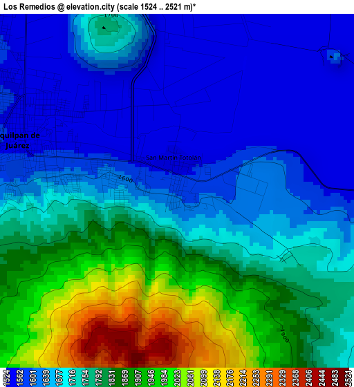 Los Remedios elevation map