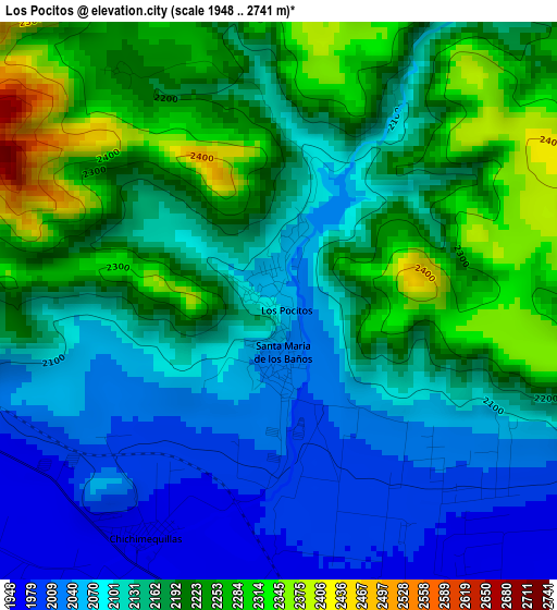Los Pocitos elevation map