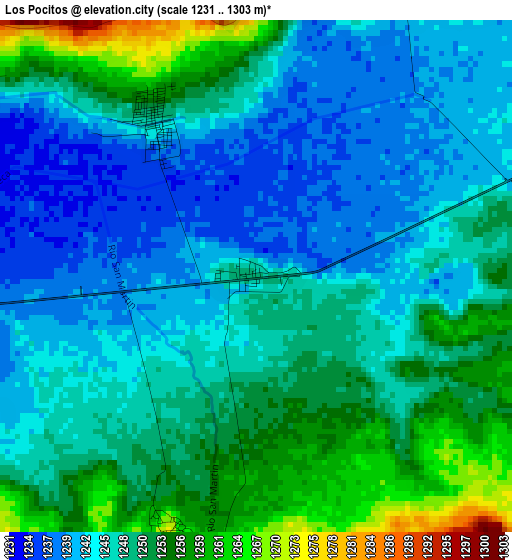 Los Pocitos elevation map