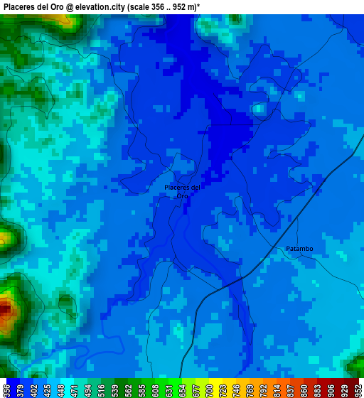 Placeres del Oro elevation map