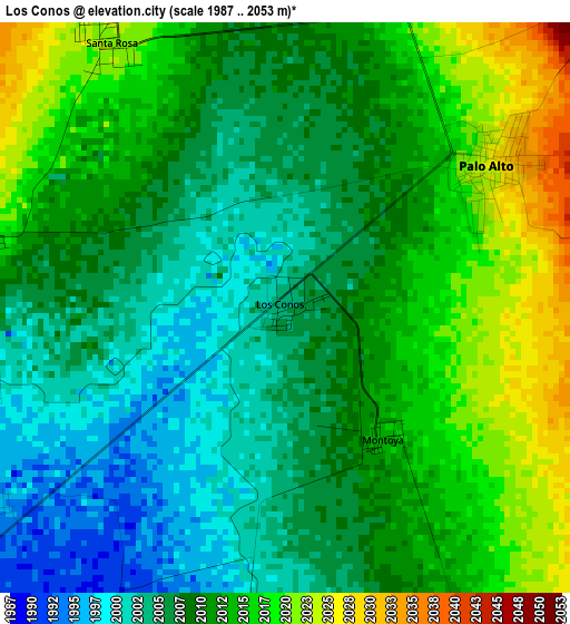 Los Conos elevation map