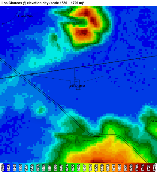 Los Charcos elevation map