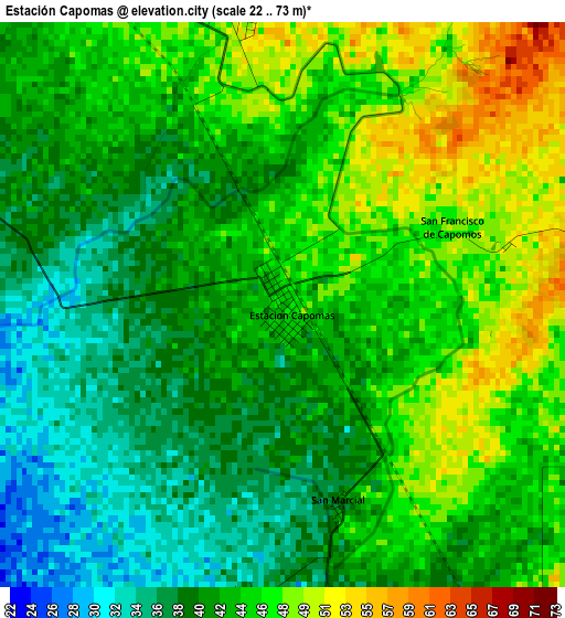 Estación Capomas elevation map