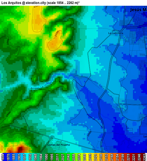 Los Arquitos elevation map