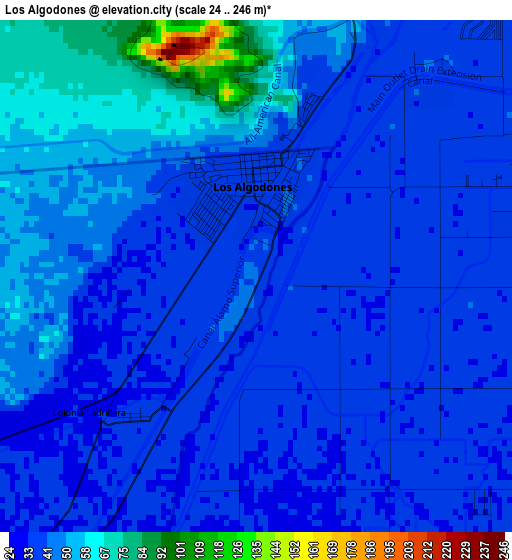 Los Algodones elevation map