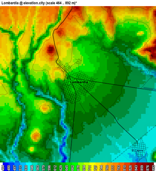 Lombardía elevation map