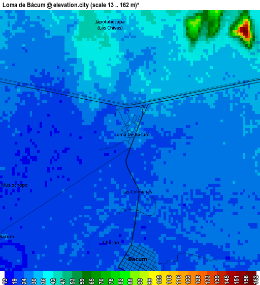 Loma de Bácum elevation map