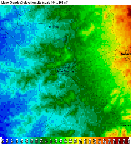 Llano Grande elevation map