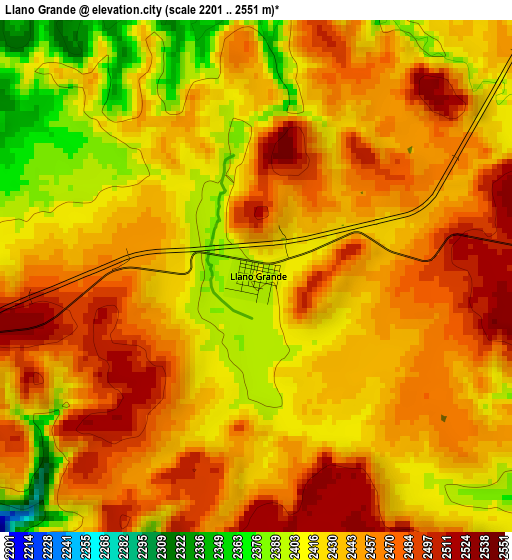 Llano Grande elevation map