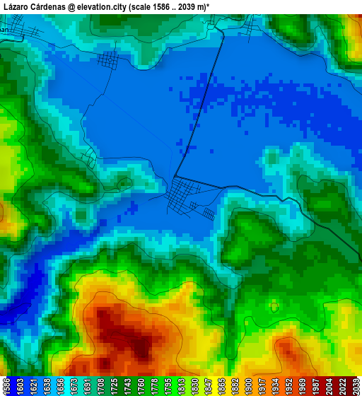 Lázaro Cárdenas elevation map