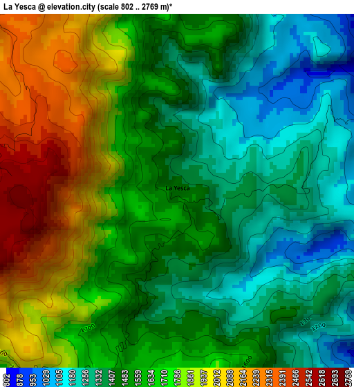 La Yesca elevation map