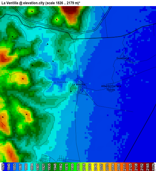 La Ventilla elevation map