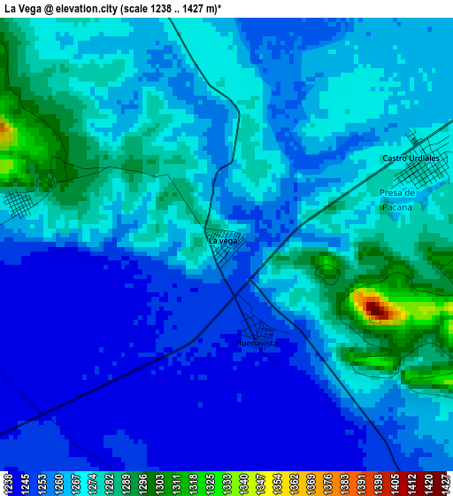 La Vega elevation map