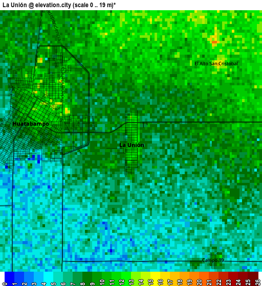 La Unión elevation map