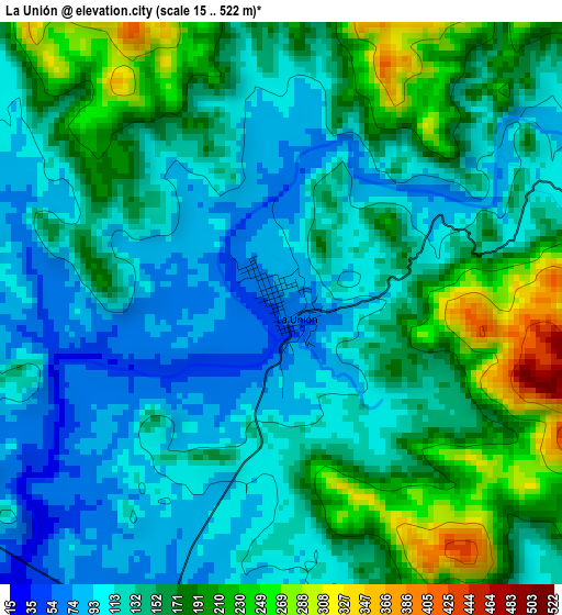 La Unión elevation map