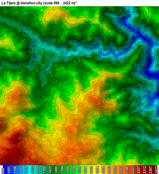 La Tijera elevation map