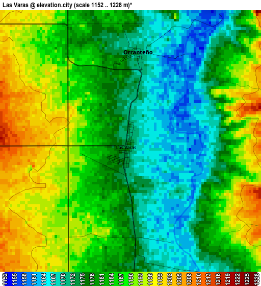 Las Varas elevation map