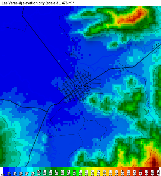 Las Varas elevation map