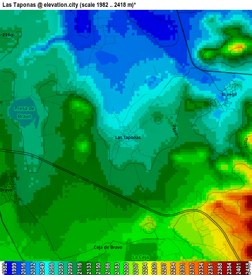 Las Taponas elevation map