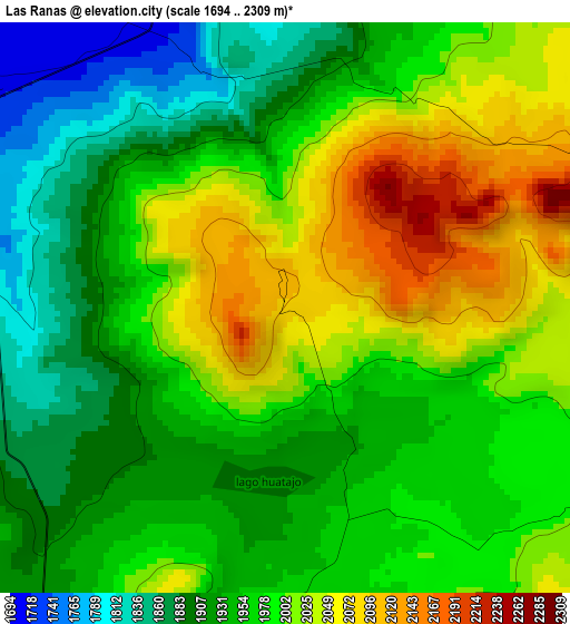 Las Ranas elevation map