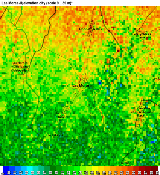 Las Moras elevation map