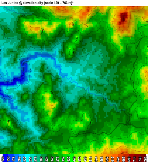 Las Juntas elevation map