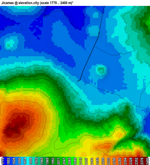 Jícamas elevation map