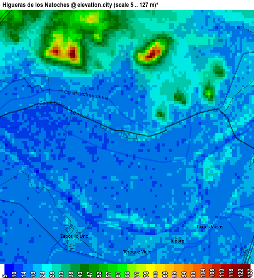 Higueras de los Natoches elevation map