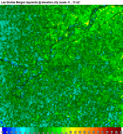 Las Grullas Margen Izquierda elevation map