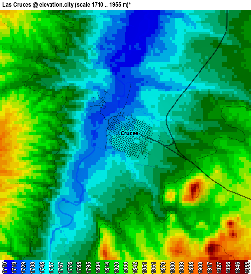 Las Cruces elevation map