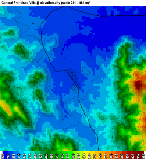 General Francisco Villa elevation map