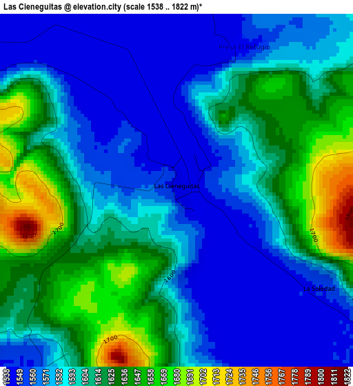 Las Cieneguitas elevation map