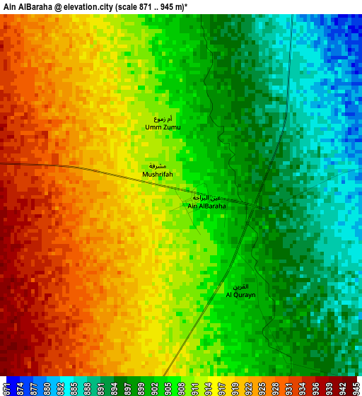 Ain AlBaraha elevation map