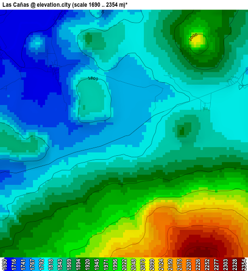 Las Cañas elevation map