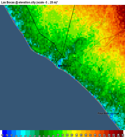 Las Bocas elevation map