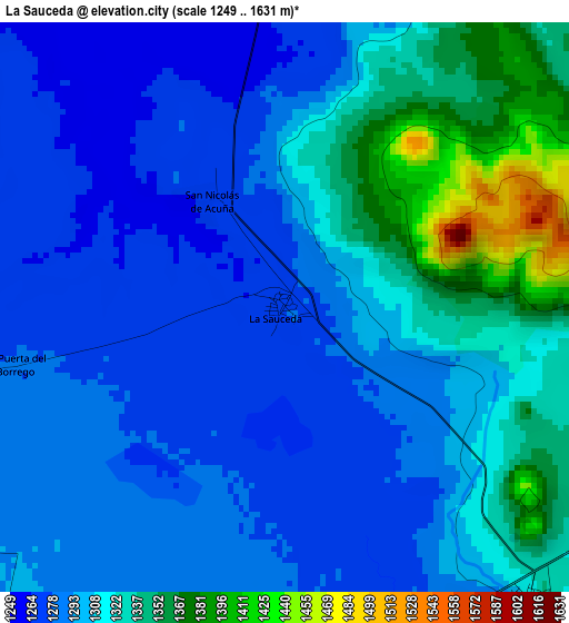 La Sauceda elevation map