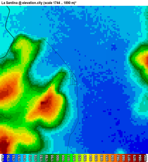 La Sardina elevation map